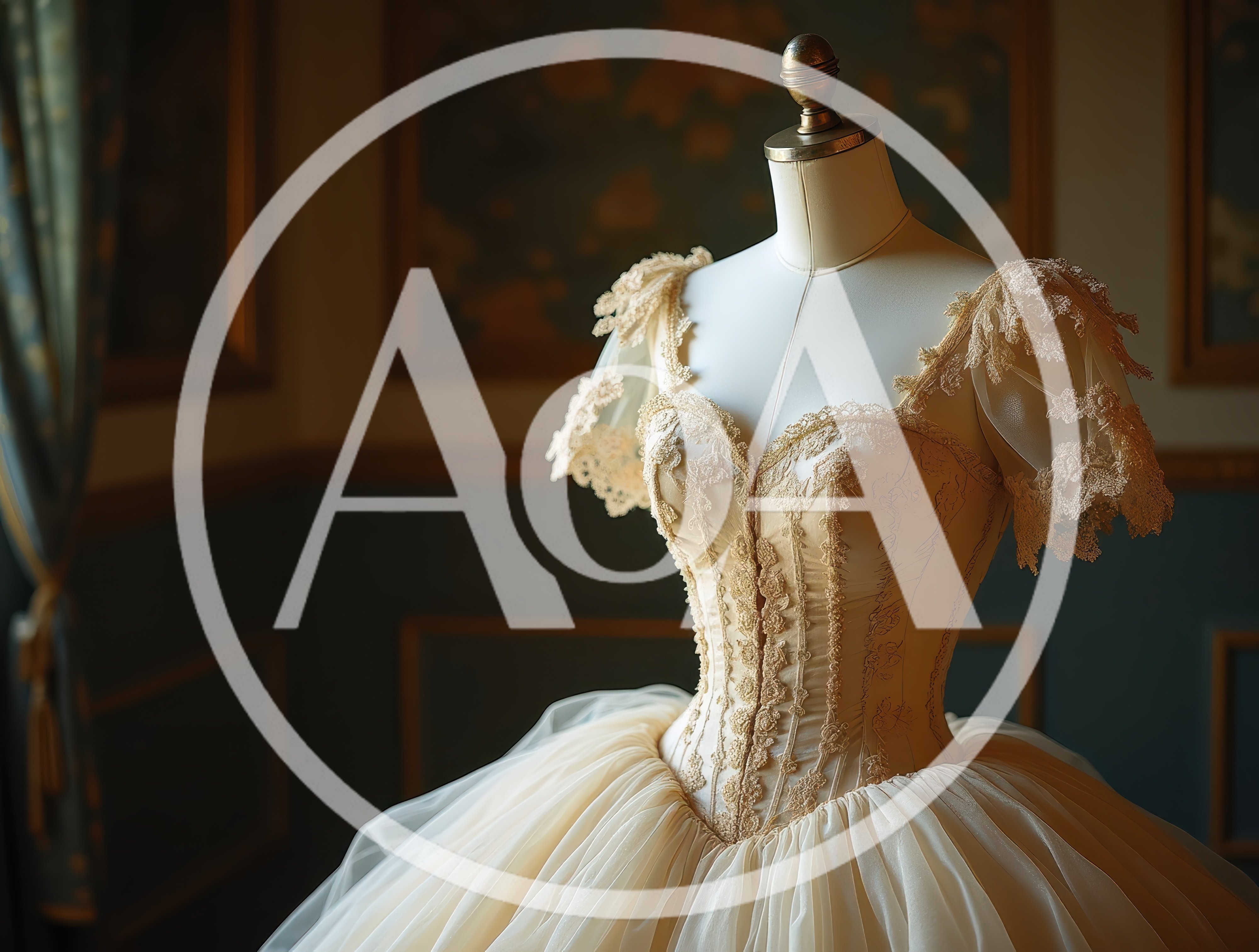 Vintage Lace Wedding Dress On A Tailor Mannequin
