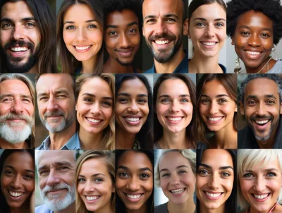 Collage Of Diverse Smiling People Portraits