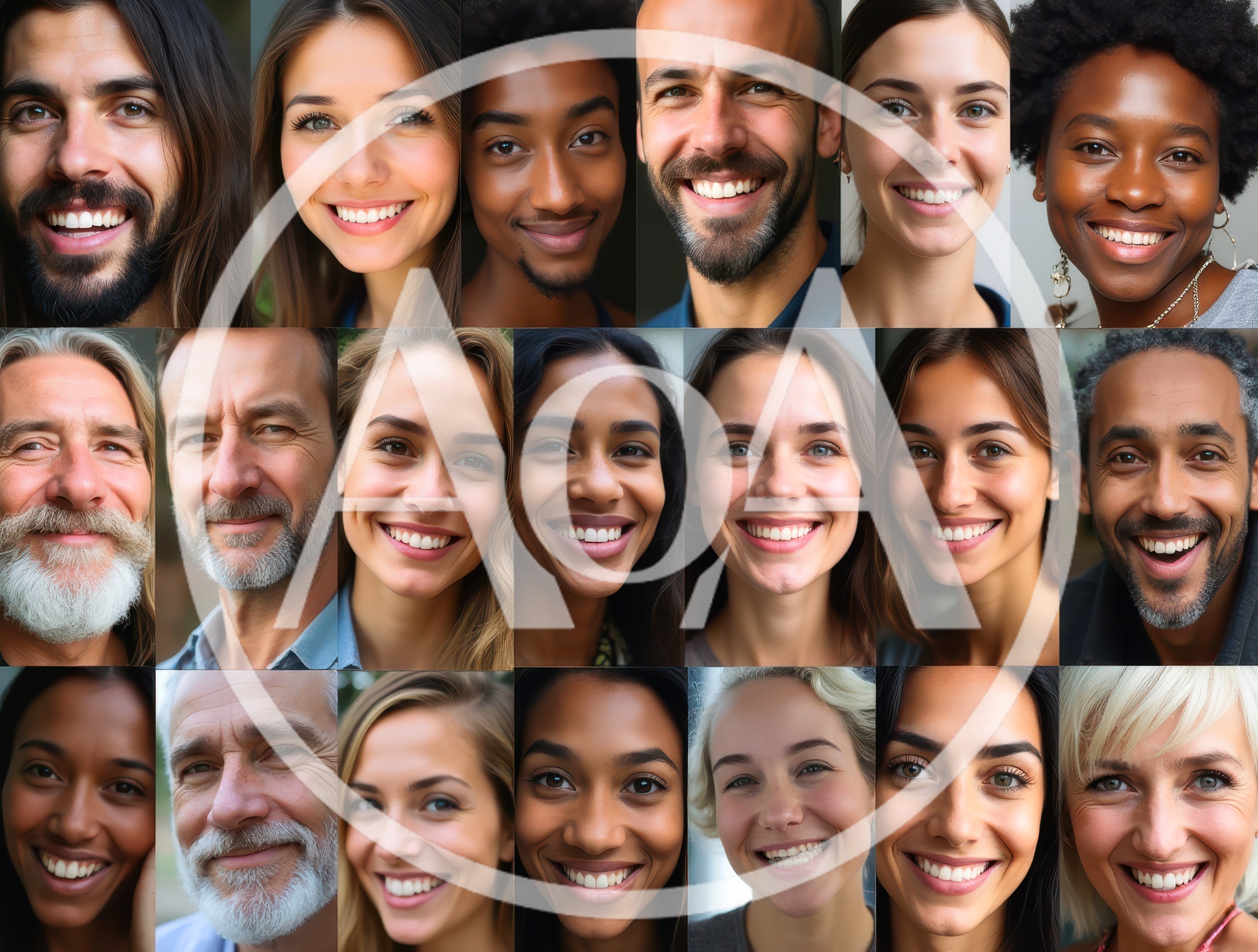 Collage Of Diverse Smiling People Portraits