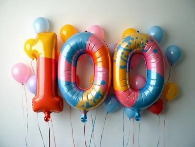 Large Number One Hundred Foil Balloons