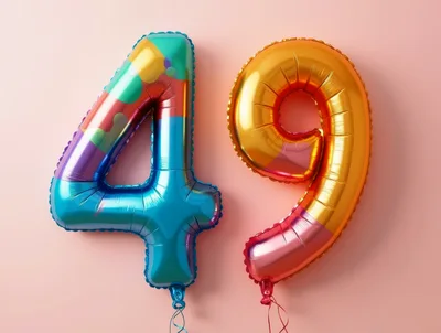 Multicolor Foil Balloon Number Forty Nine