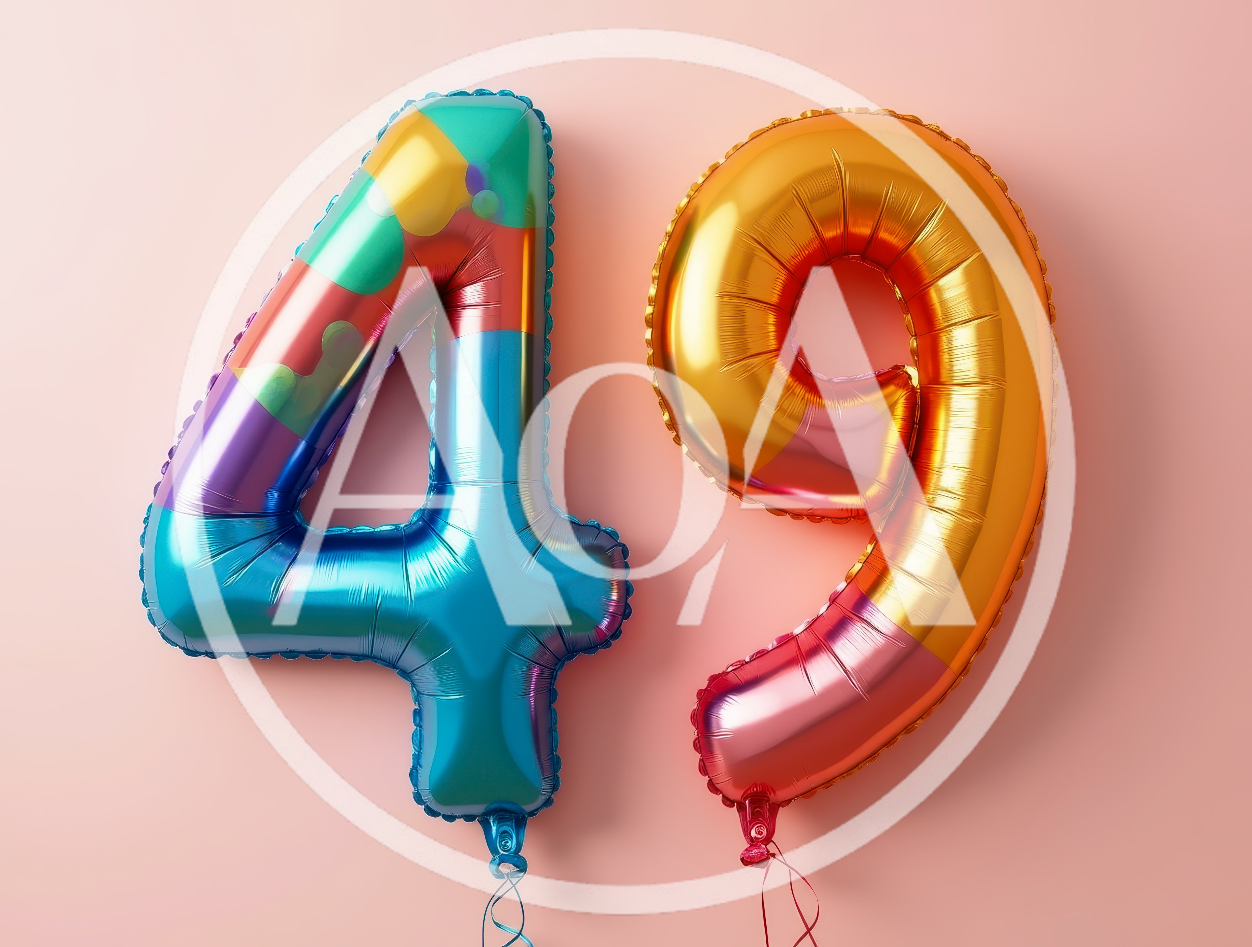 Multicolor Foil Balloon Number Forty Nine