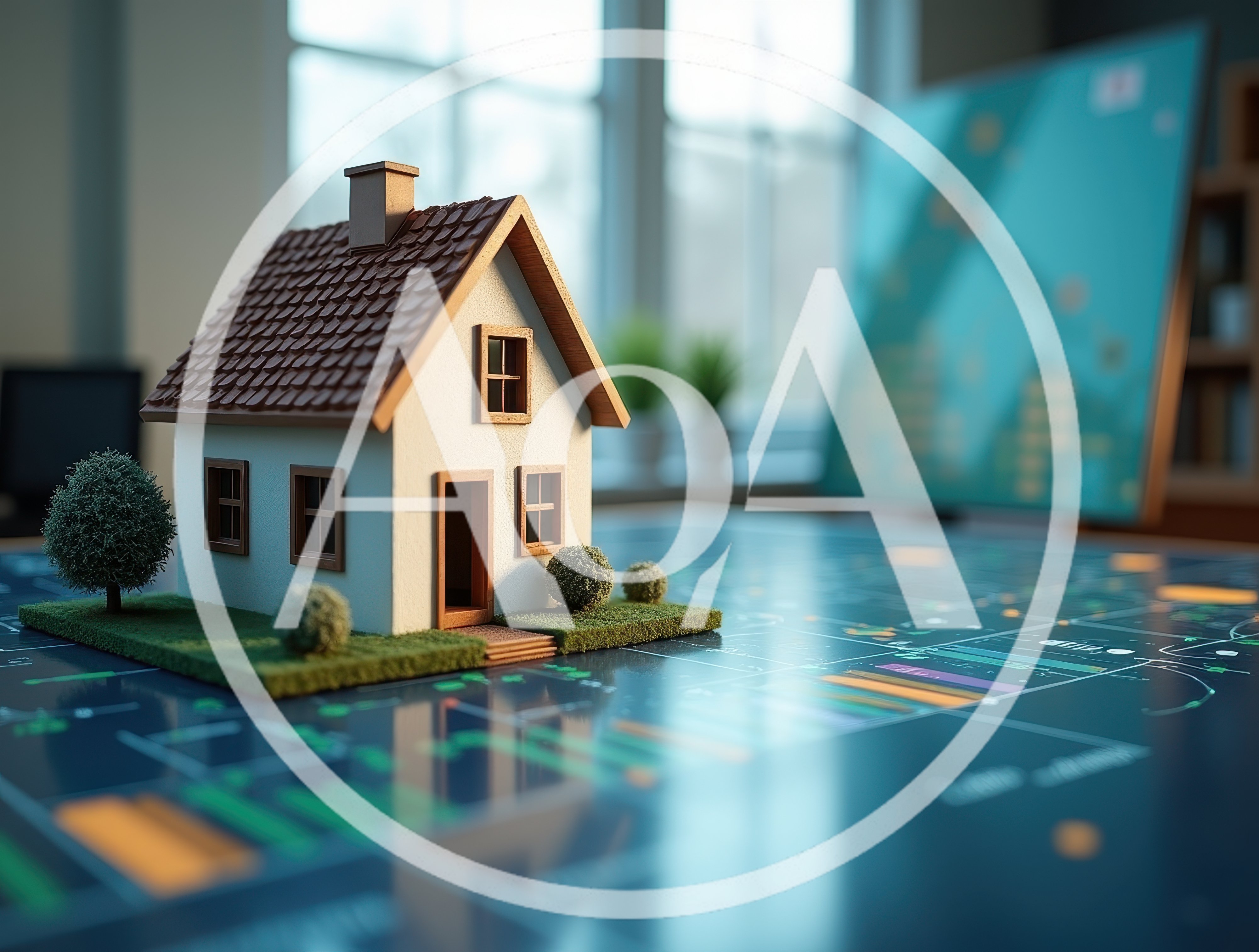 Miniature House Model On Financial Data Dashboard