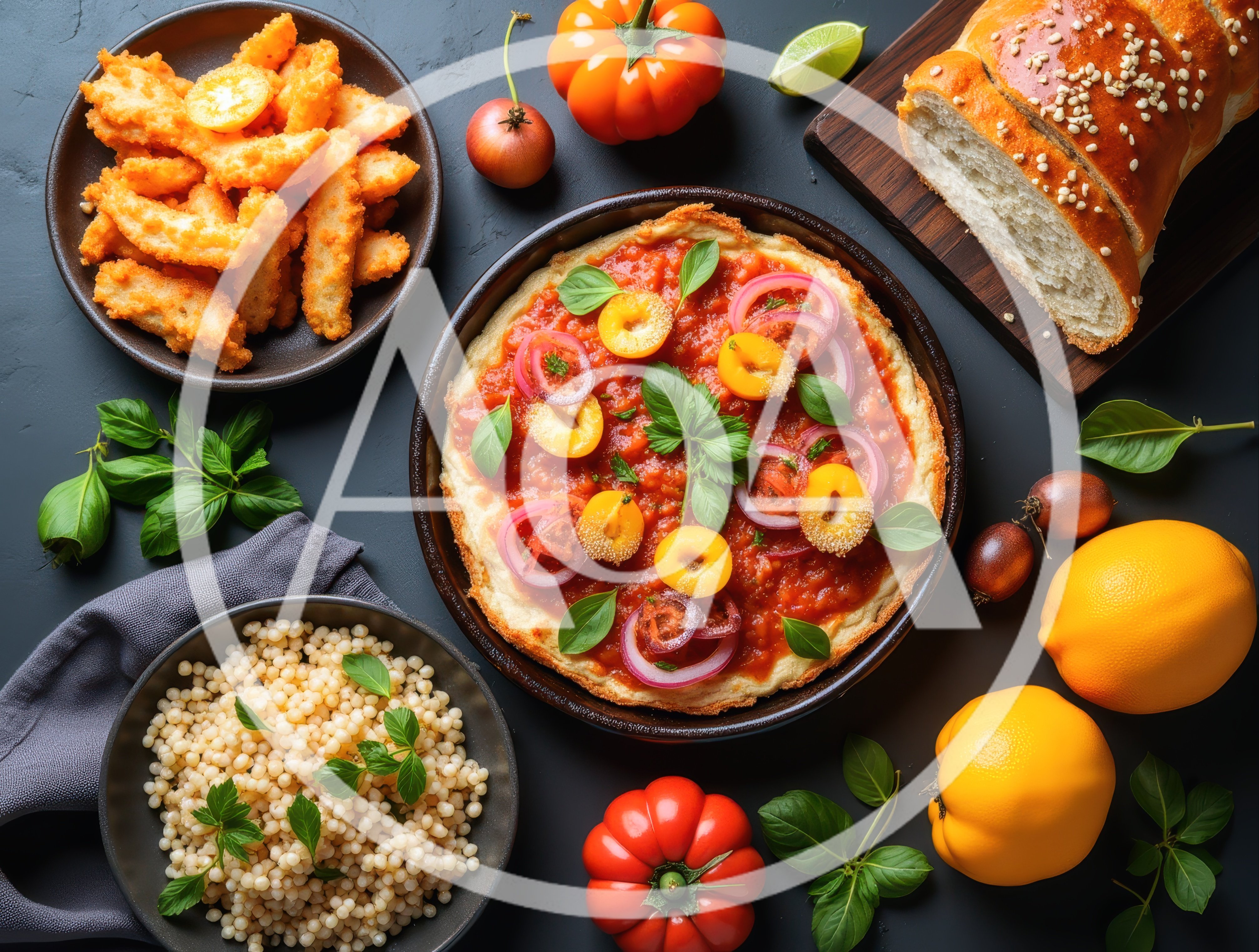 Top Down View Of A Gourmet Mediterranean Feast