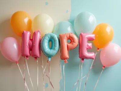 Hope Balloon Letters Against Two Tone Background
