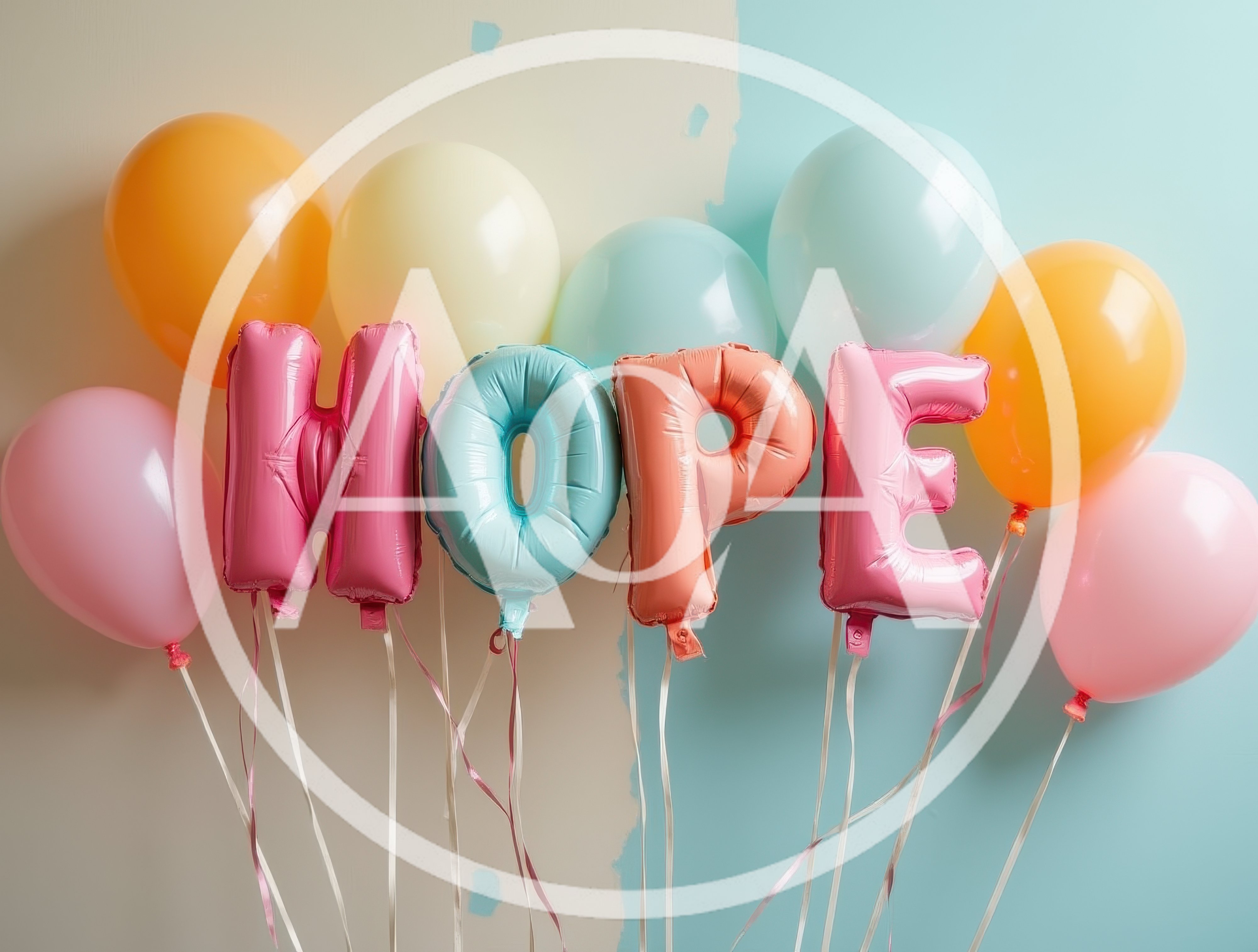 Hope Balloon Letters Against Two Tone Background