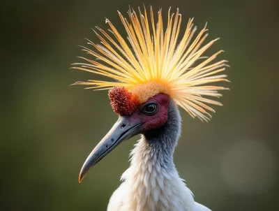 Close Up Portrait Of A Crowned Crane