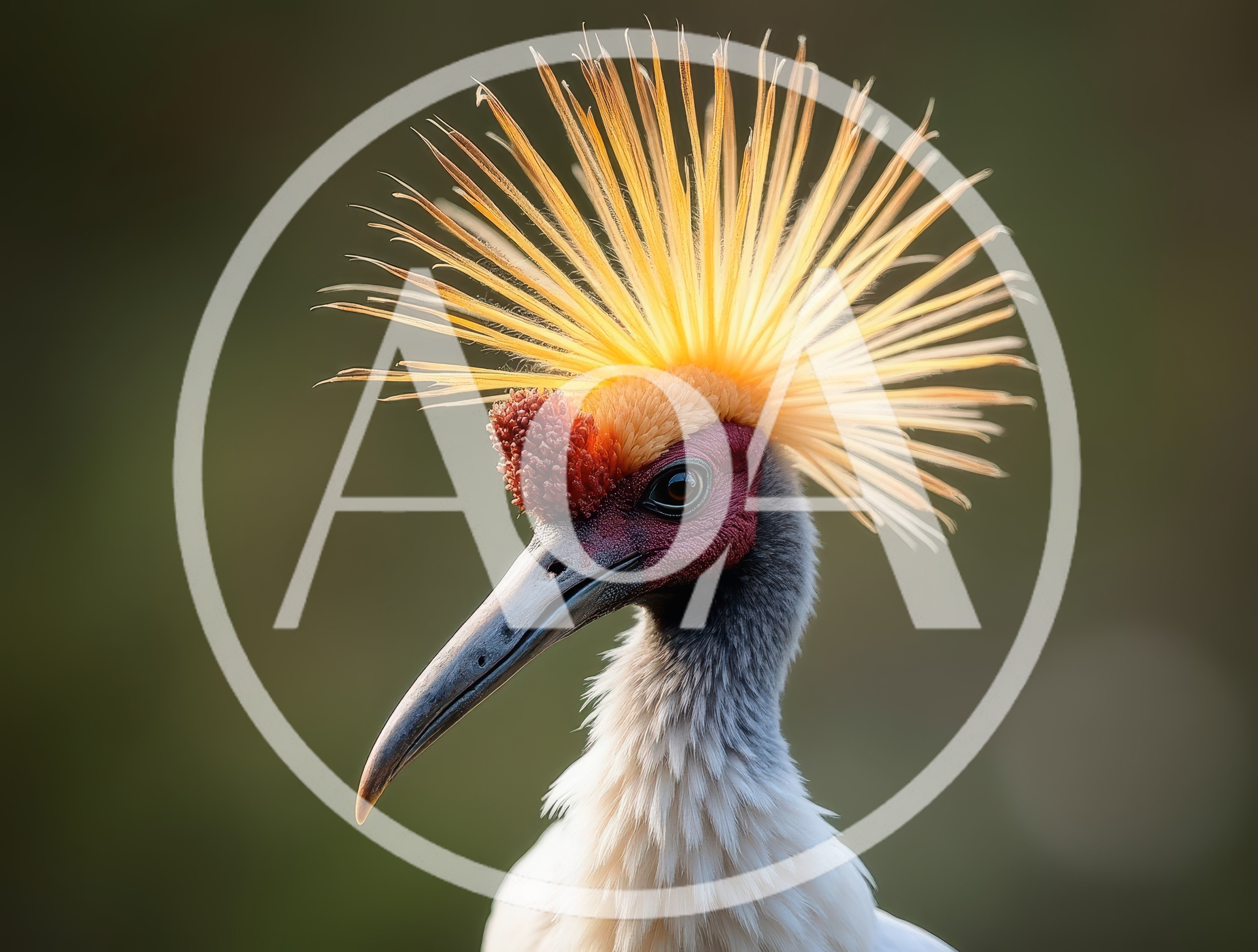 Close Up Portrait Of A Crowned Crane