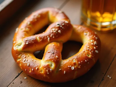 Freshly Baked Soft Pretzel With Coarse Salt