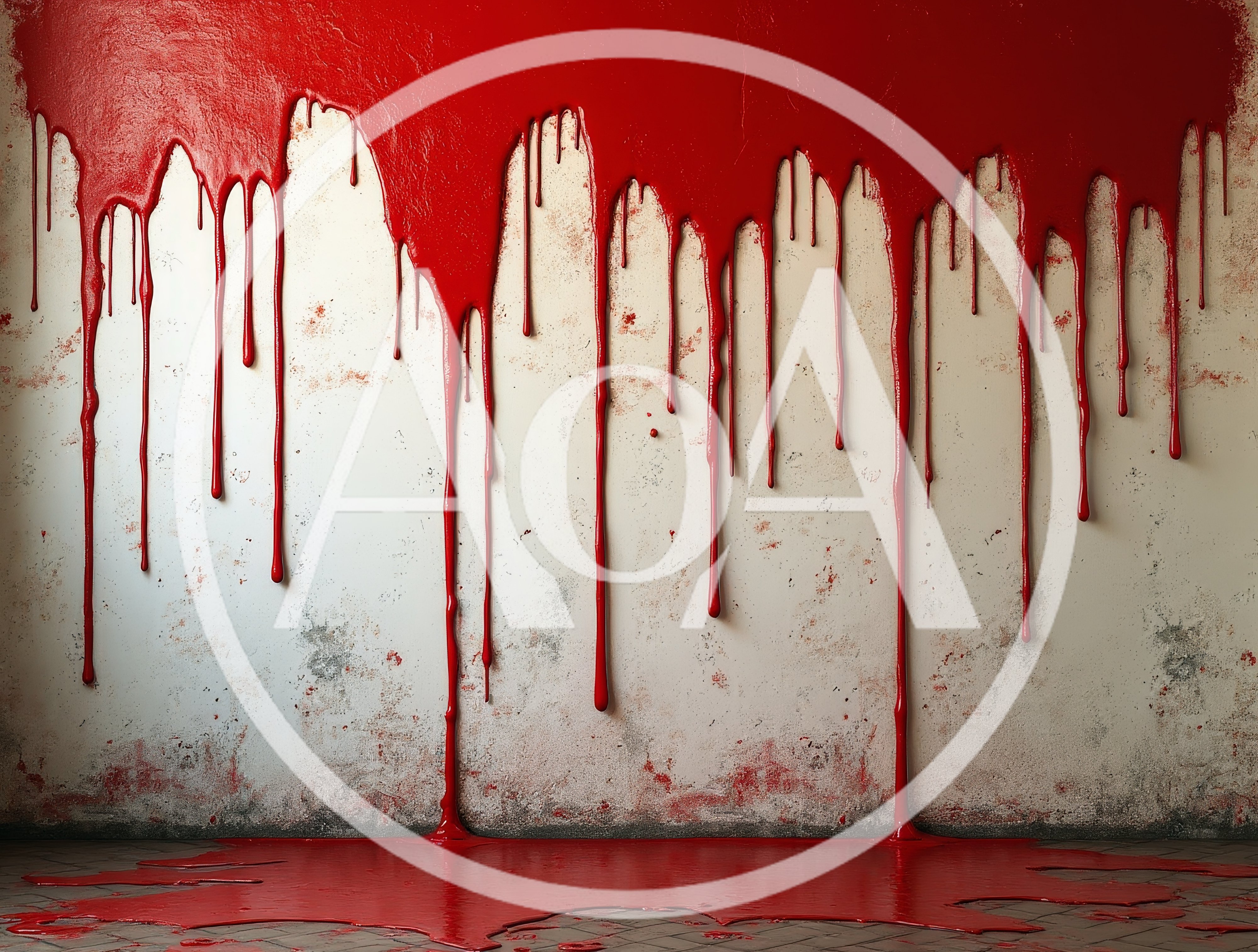 Red Paint Dripping Down A Grungy Concrete Wall