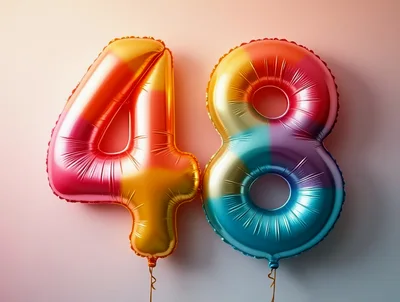 Colorful Number Forty Eight Foil Balloons