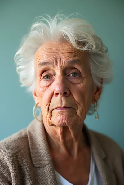 Portrait Of An Elderly Woman With White Hair