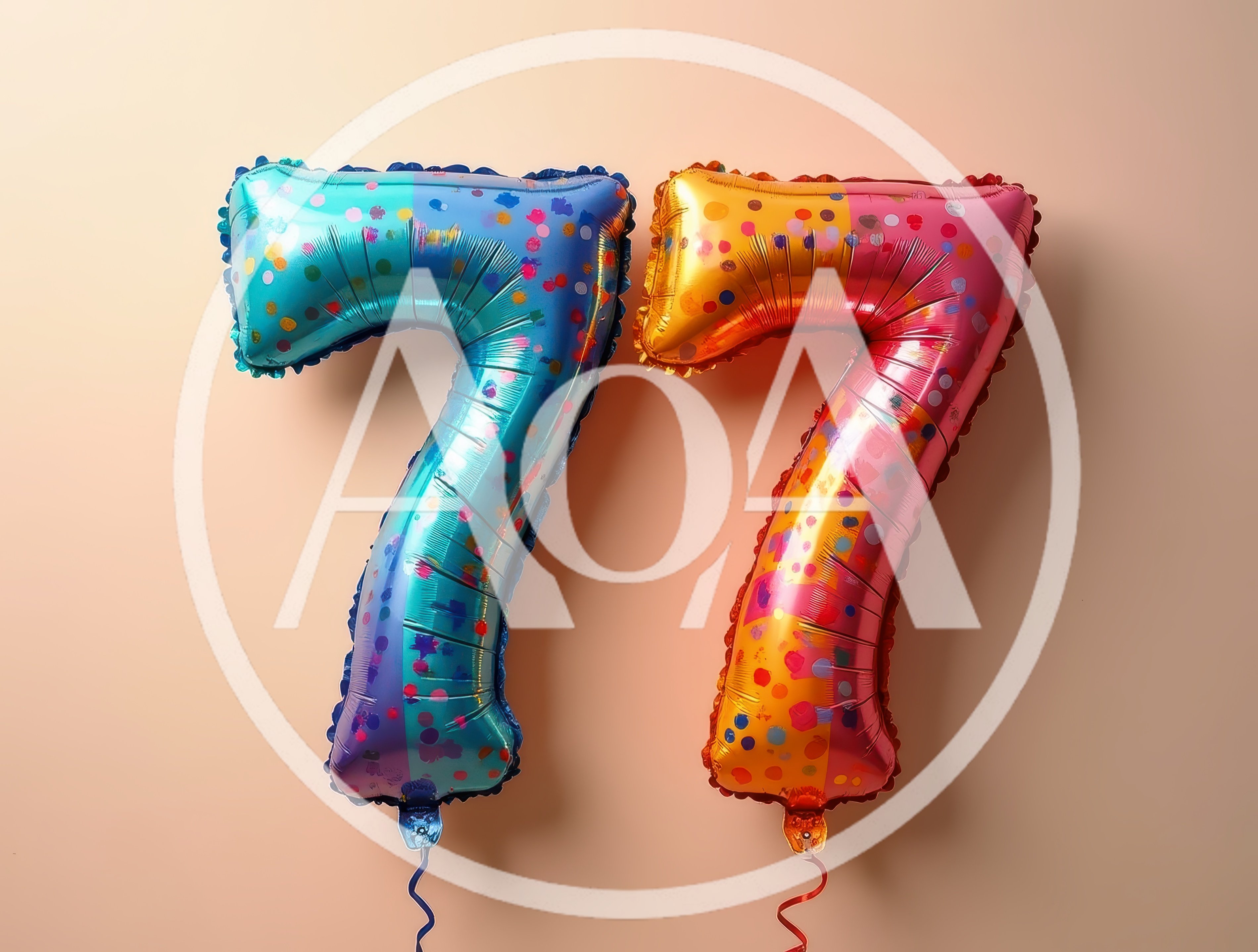 Two Number Seven Balloons On A Beige Background