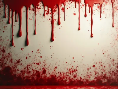 Red Paint Dripping Down A White Wall