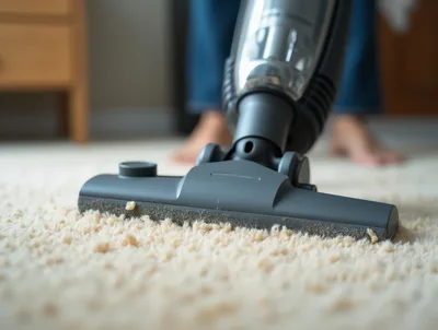 Person Vacuuming A Thick Shag Carpet