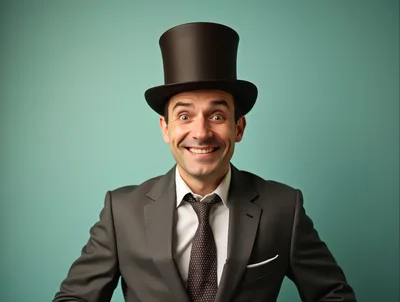 Man Wearing Top Hat And Suit Smiling