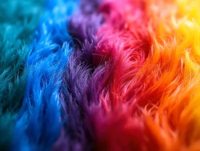 Vibrant Rainbow Colored Faux Fur Texture Background