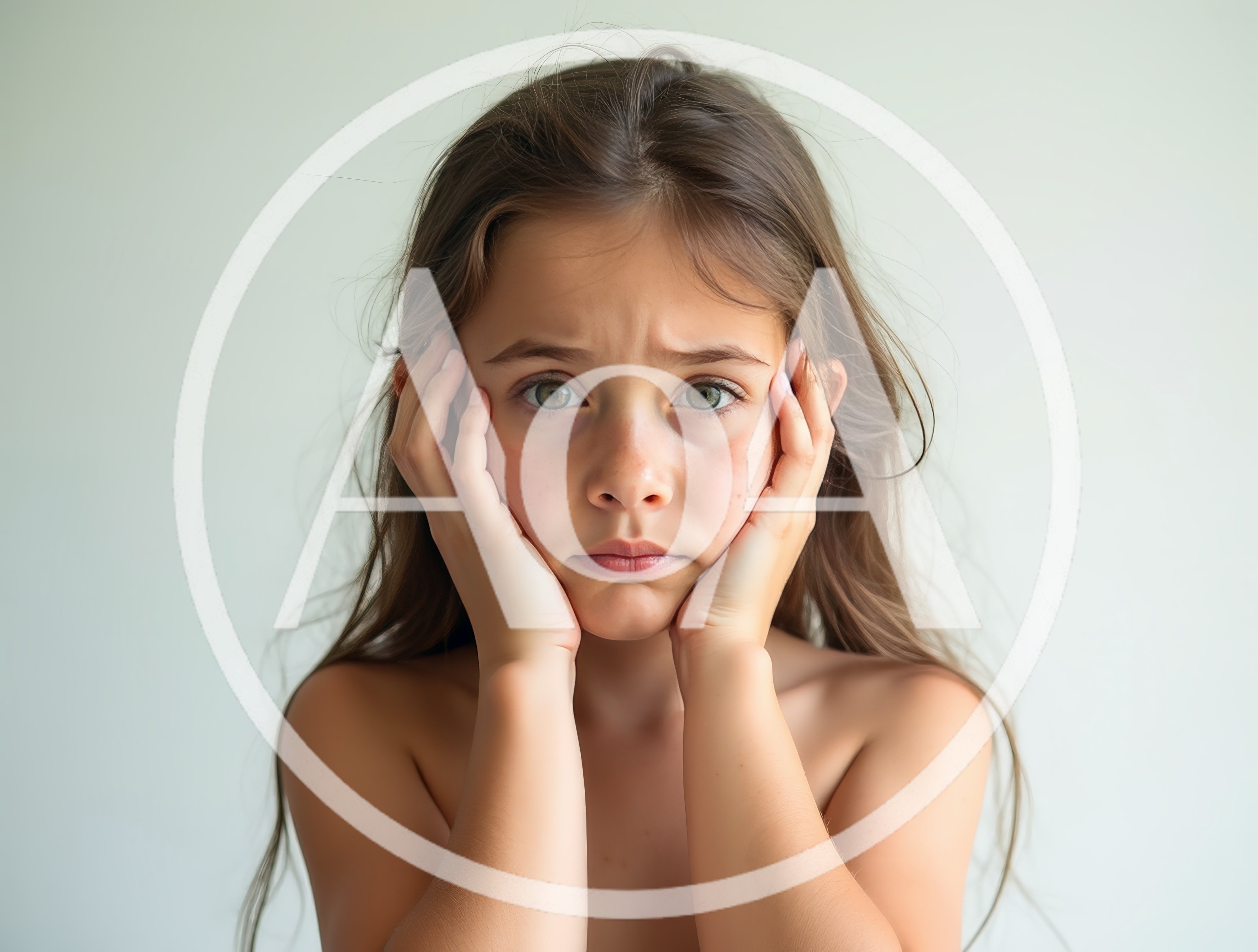 Portrait Of A Sad Young Girl Holding Her Face