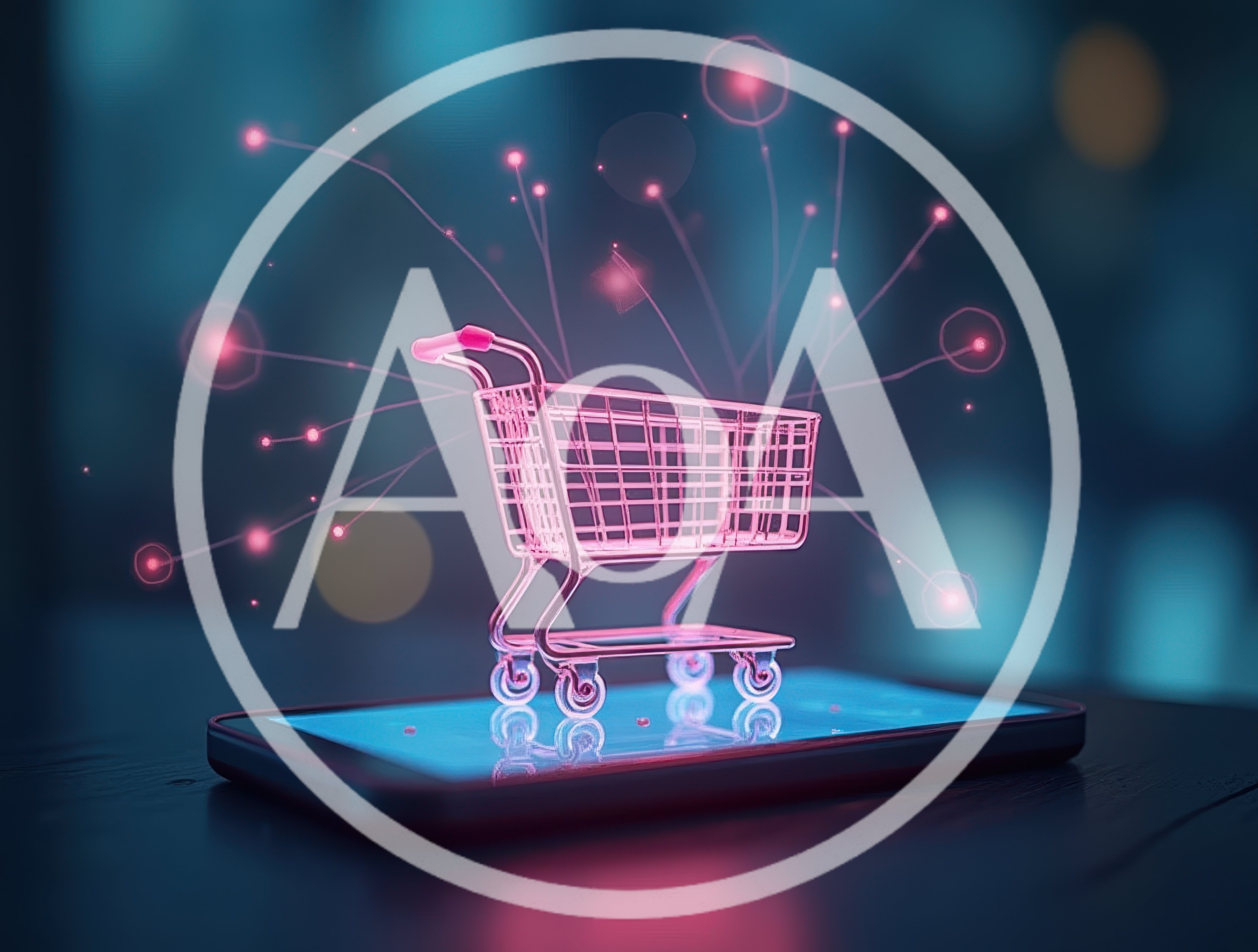 Digital Shopping Cart Concept on Smartphone Screen