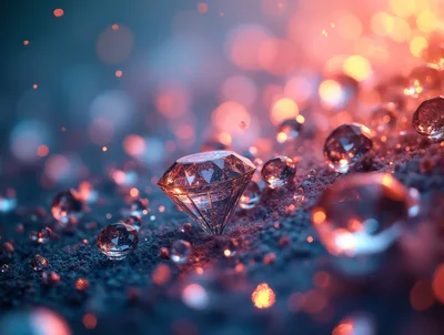 Sparkling Diamonds Scattered On A Textured Surface