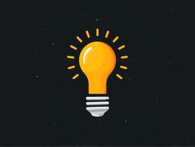 Glowing Yellow Light Bulb Icon On Dark Background