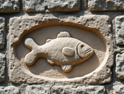 Stone Carving Of A Fish In A Wall