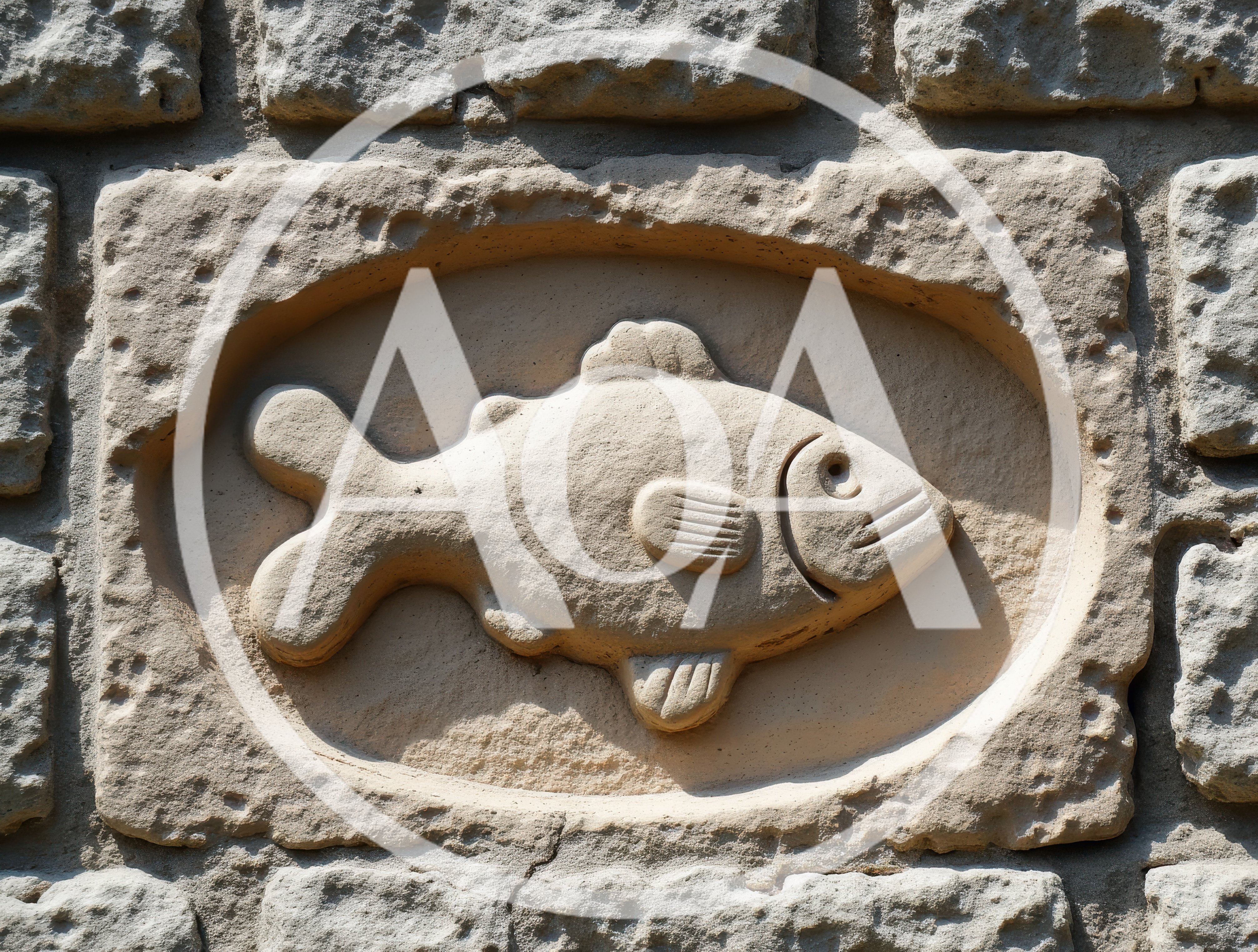 Stone Carving Of A Fish In A Wall