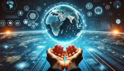Digital Hands Holding A Glowing Global Network Globe