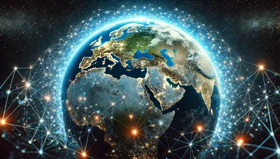 Digital Global Network Connection Over Earth