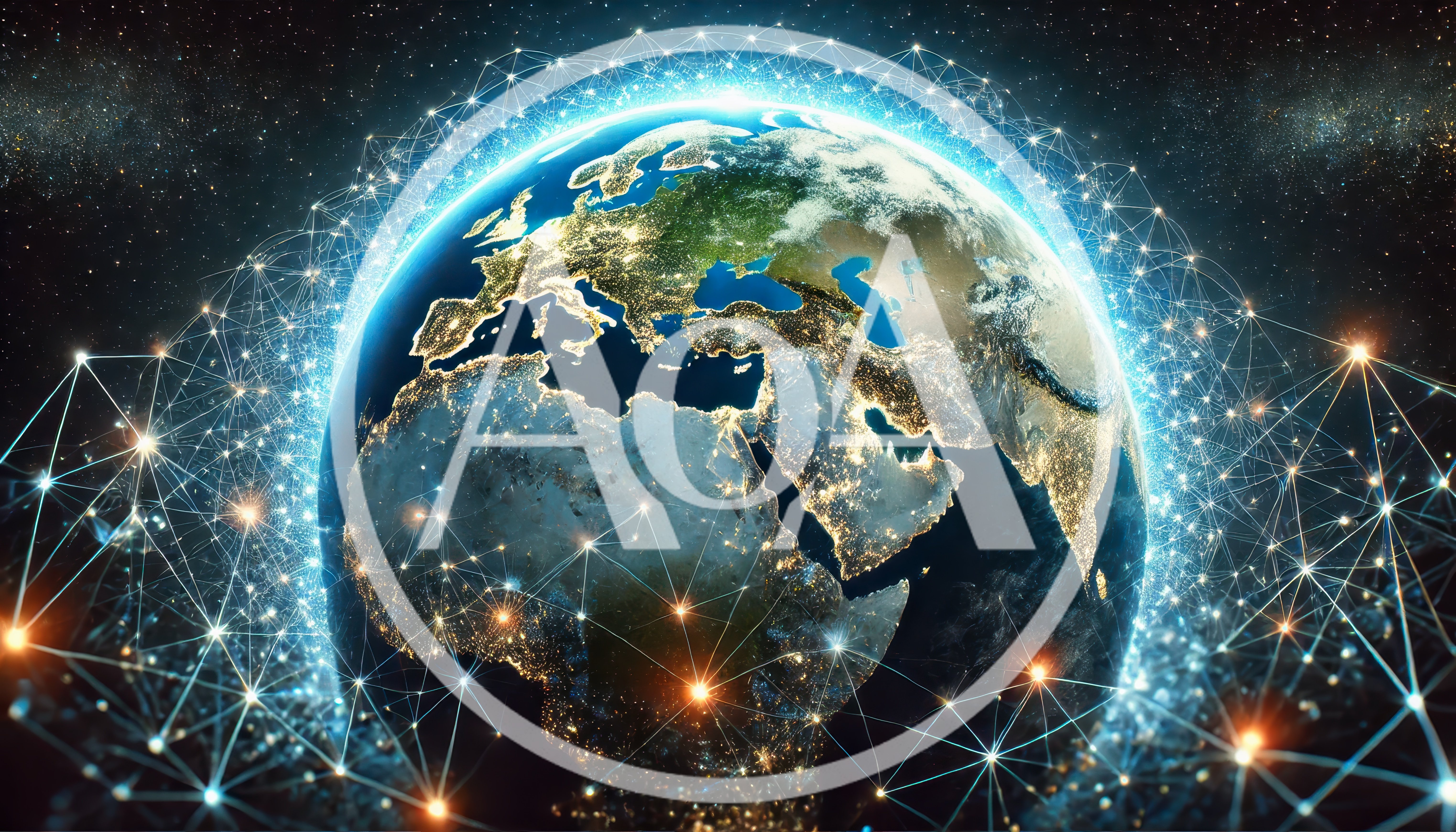 Digital Global Network Connection Over Earth
