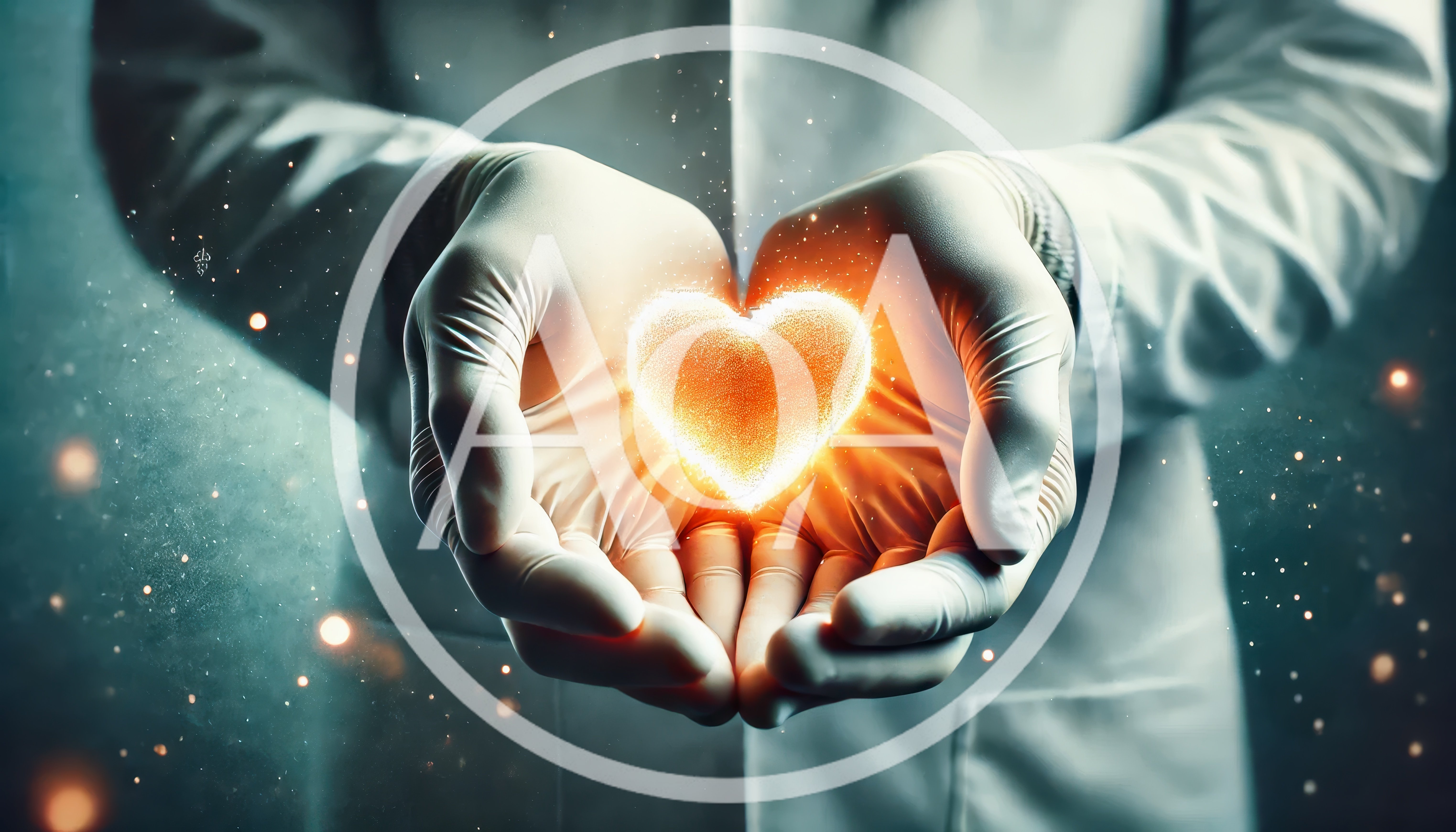 Doctor Holding Glowing Digital Heart Symbol