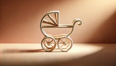 Minimalist 3D Rendered Baby Carriage Icon