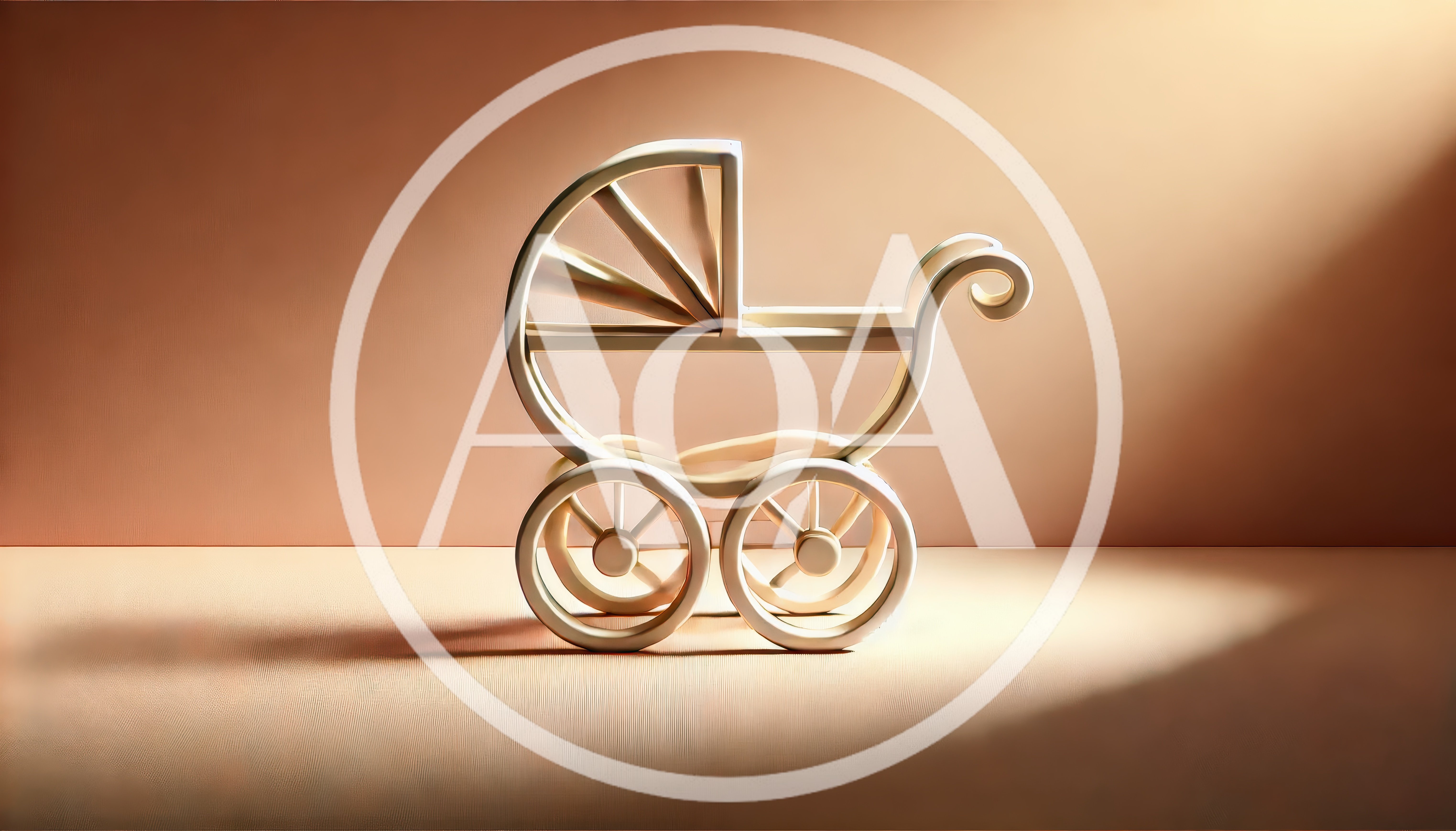 Minimalist 3D Rendered Baby Carriage Icon