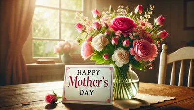 Mother's Day Greeting Card With Floral Bouquet