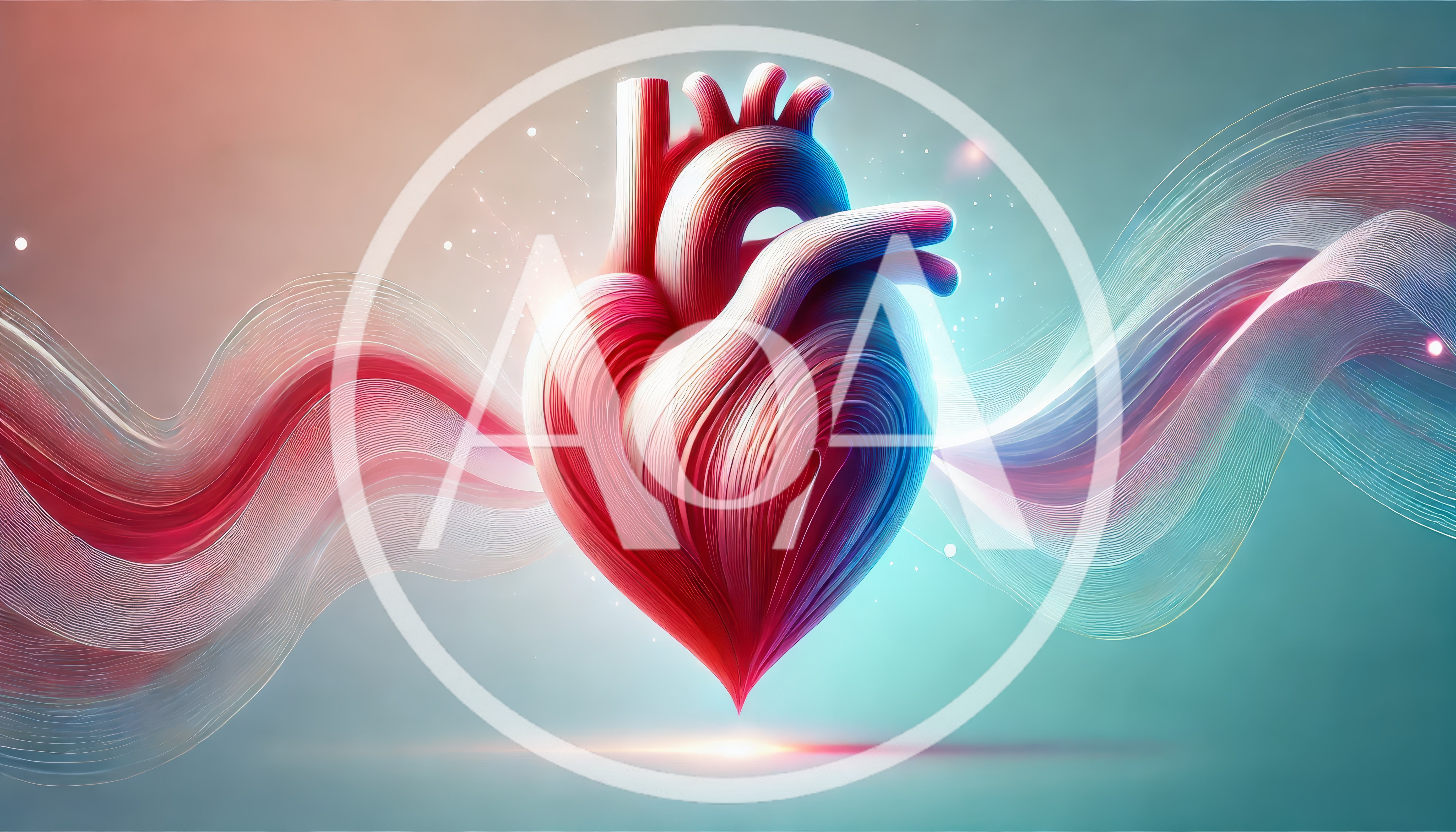 Abstract Stylized Human Heart With Flowing Energy Waves