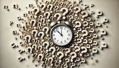 Alarm Clock Surrounded By Many Question Marks