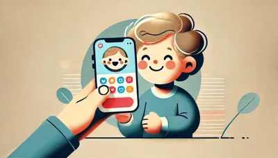 Hand Holding Smartphone Showing Child Profile Illustration