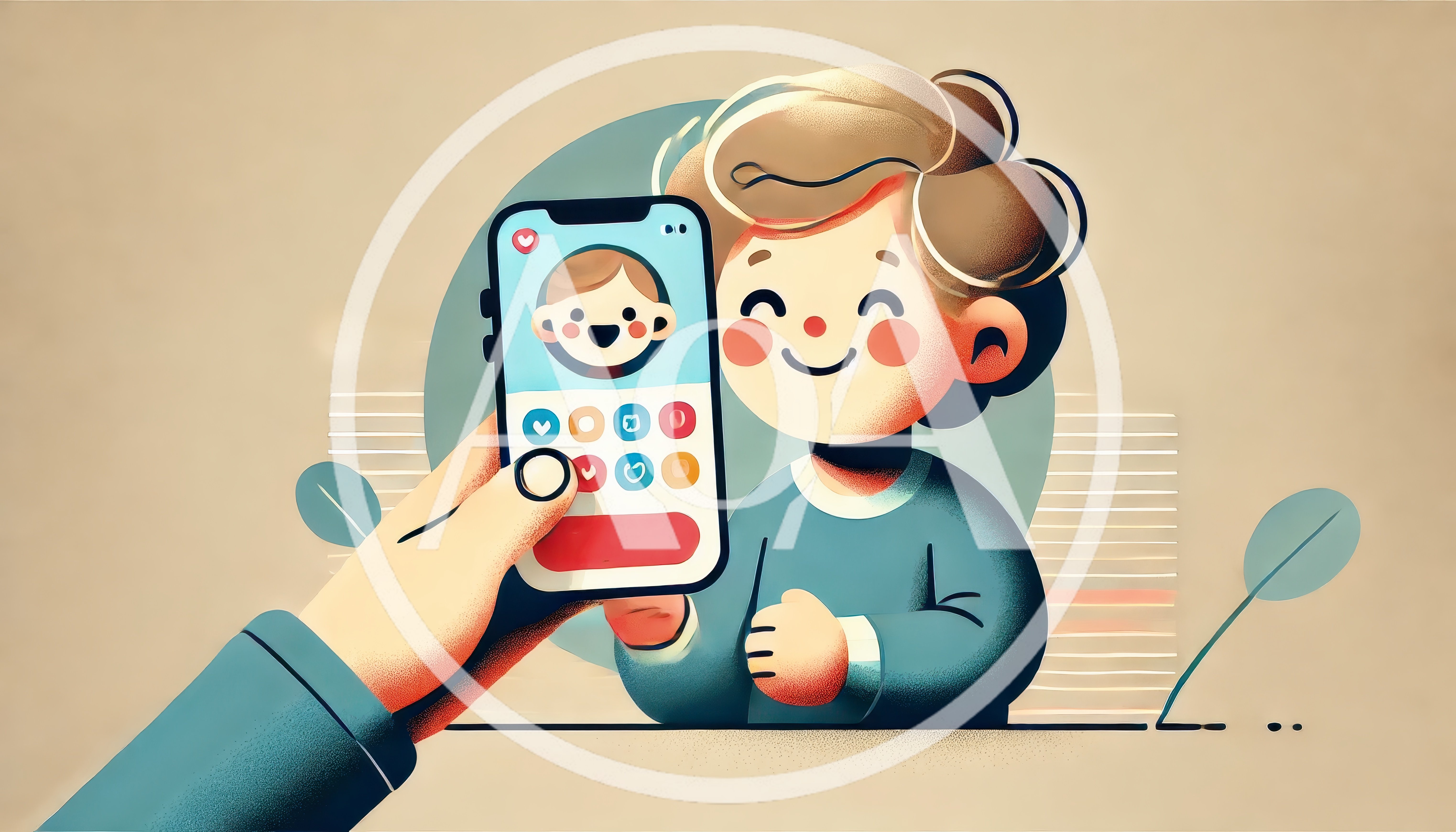 Hand Holding Smartphone Showing Child Profile Illustration