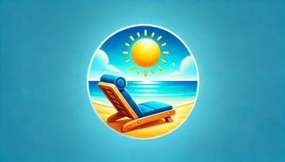 Stylized Beach Lounge Chair Under Bright Summer Sun