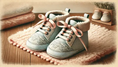 Pair Of Baby Shoes On A Soft Pink Mat