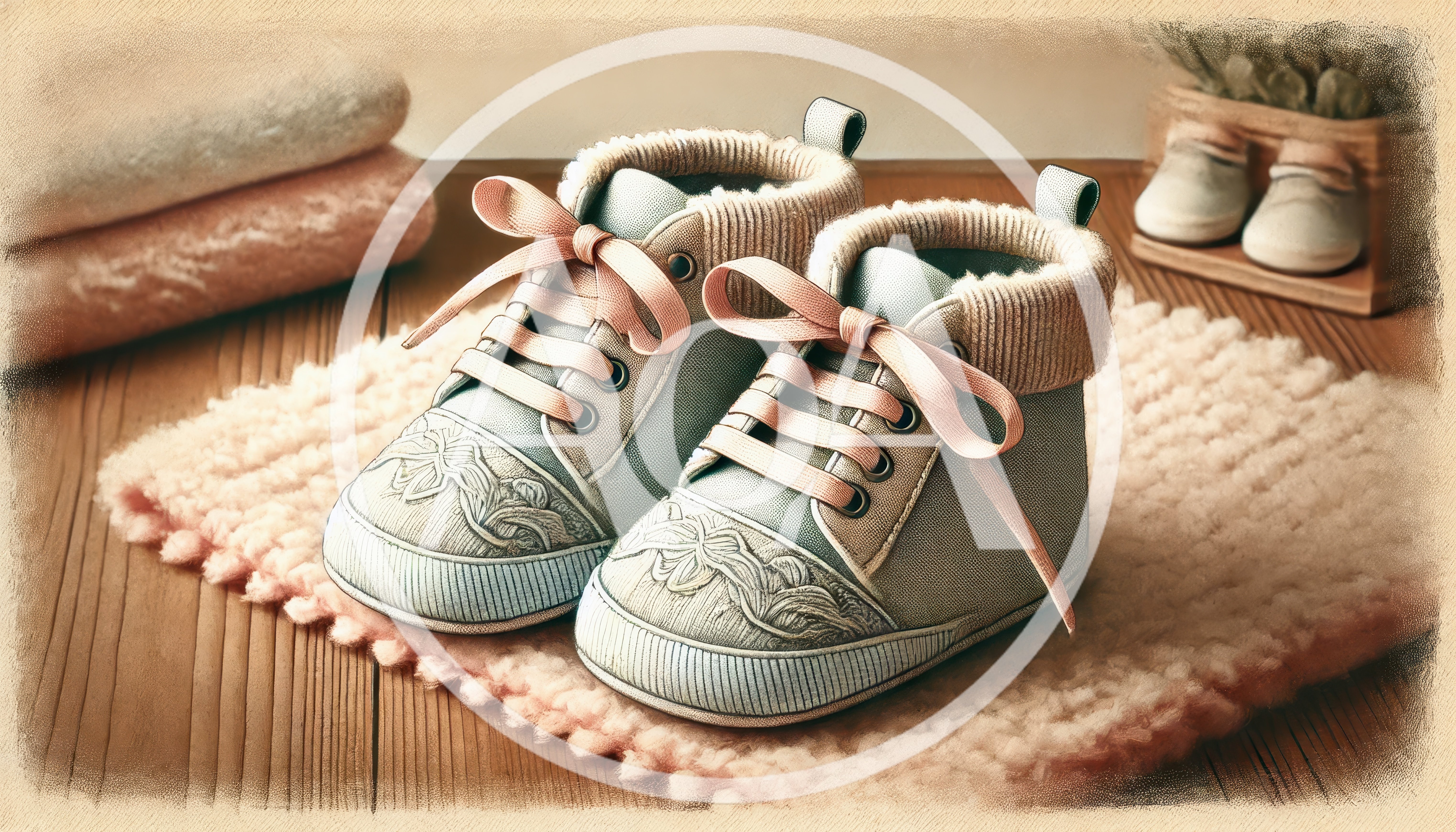 Pair Of Baby Shoes On A Soft Pink Mat