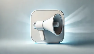 White Megaphone Icon On Square Background