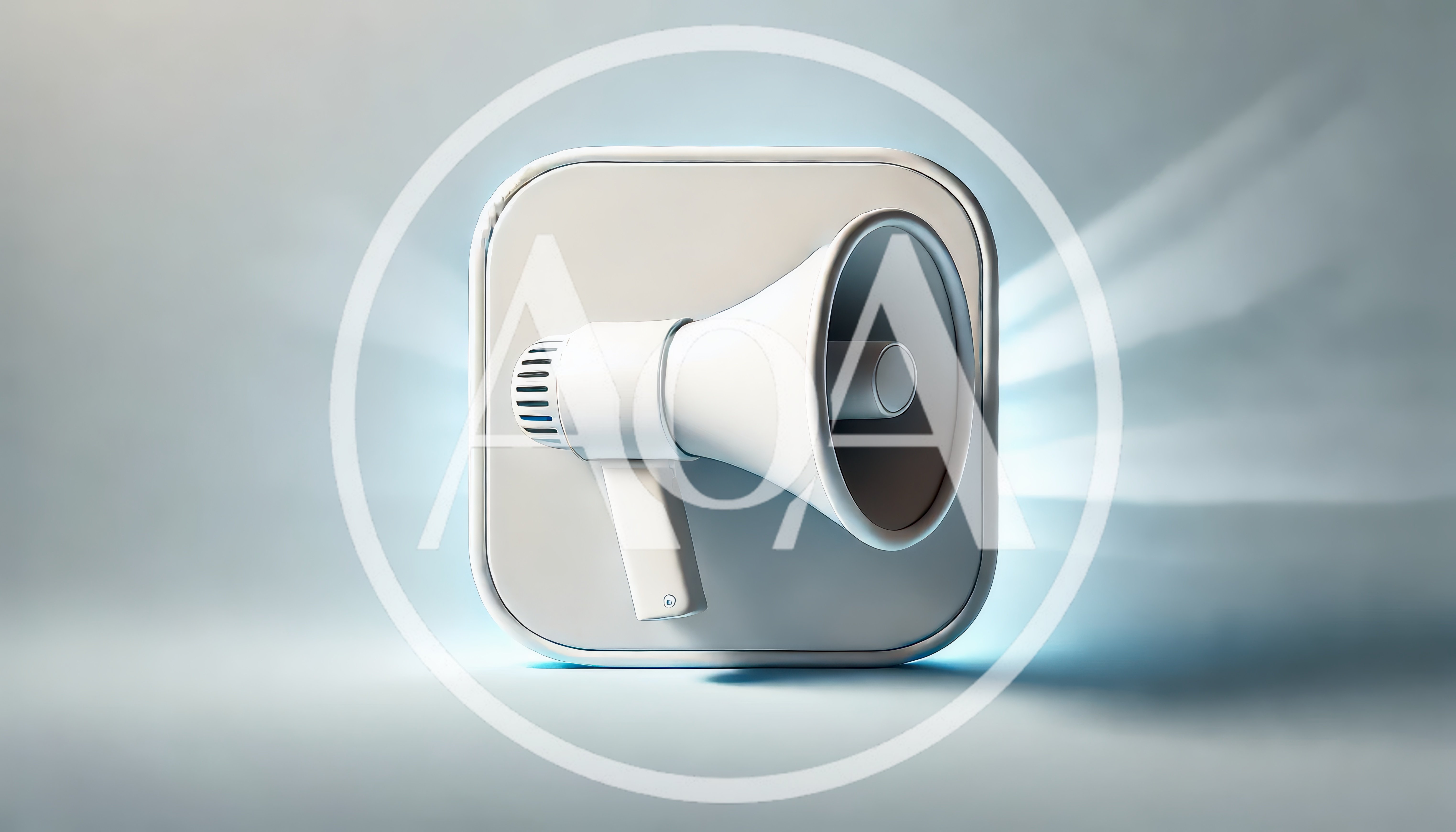 White Megaphone Icon On Square Background