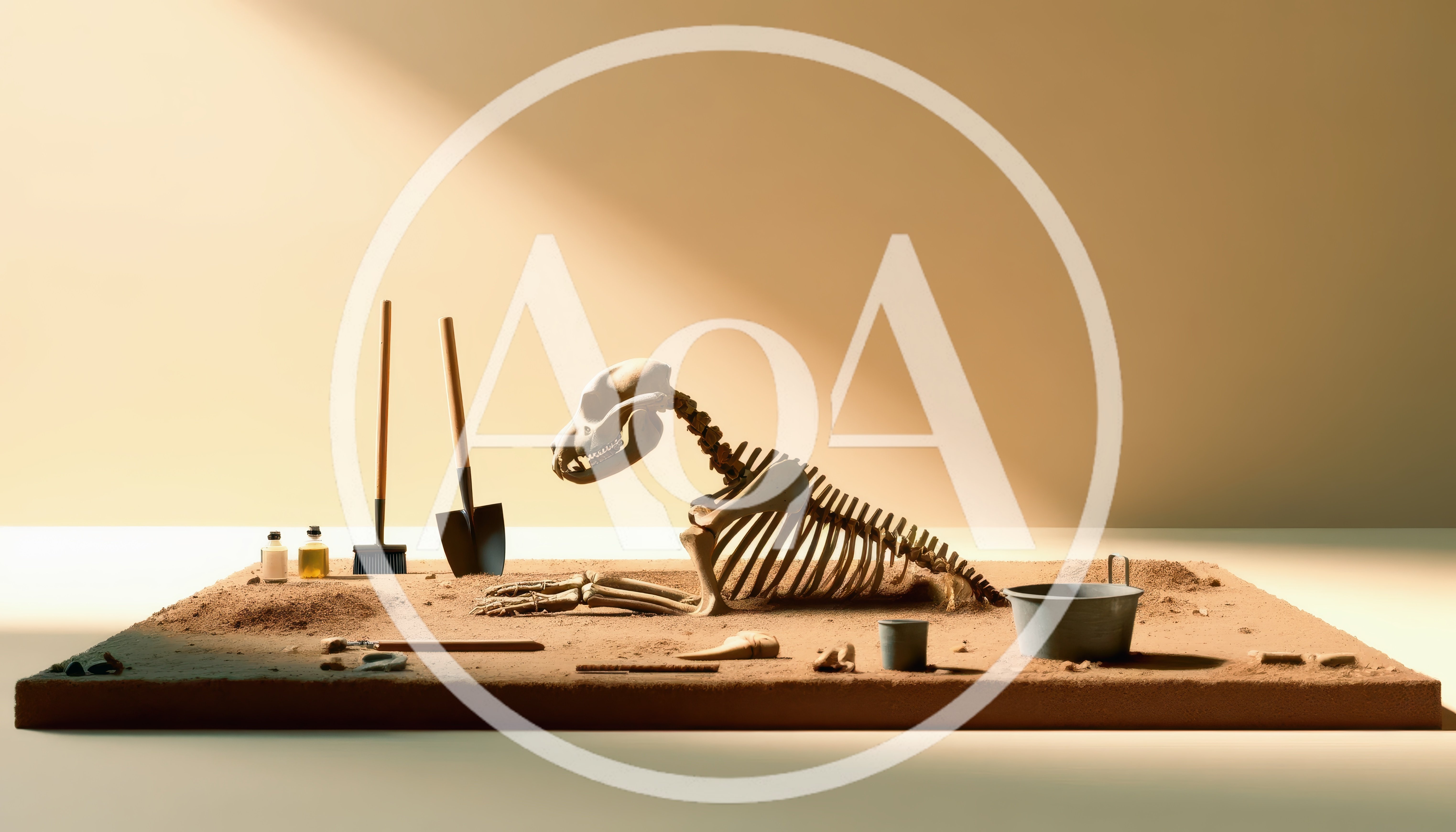 Archaeological Excavation Of A Fossilized Animal Skeleton
