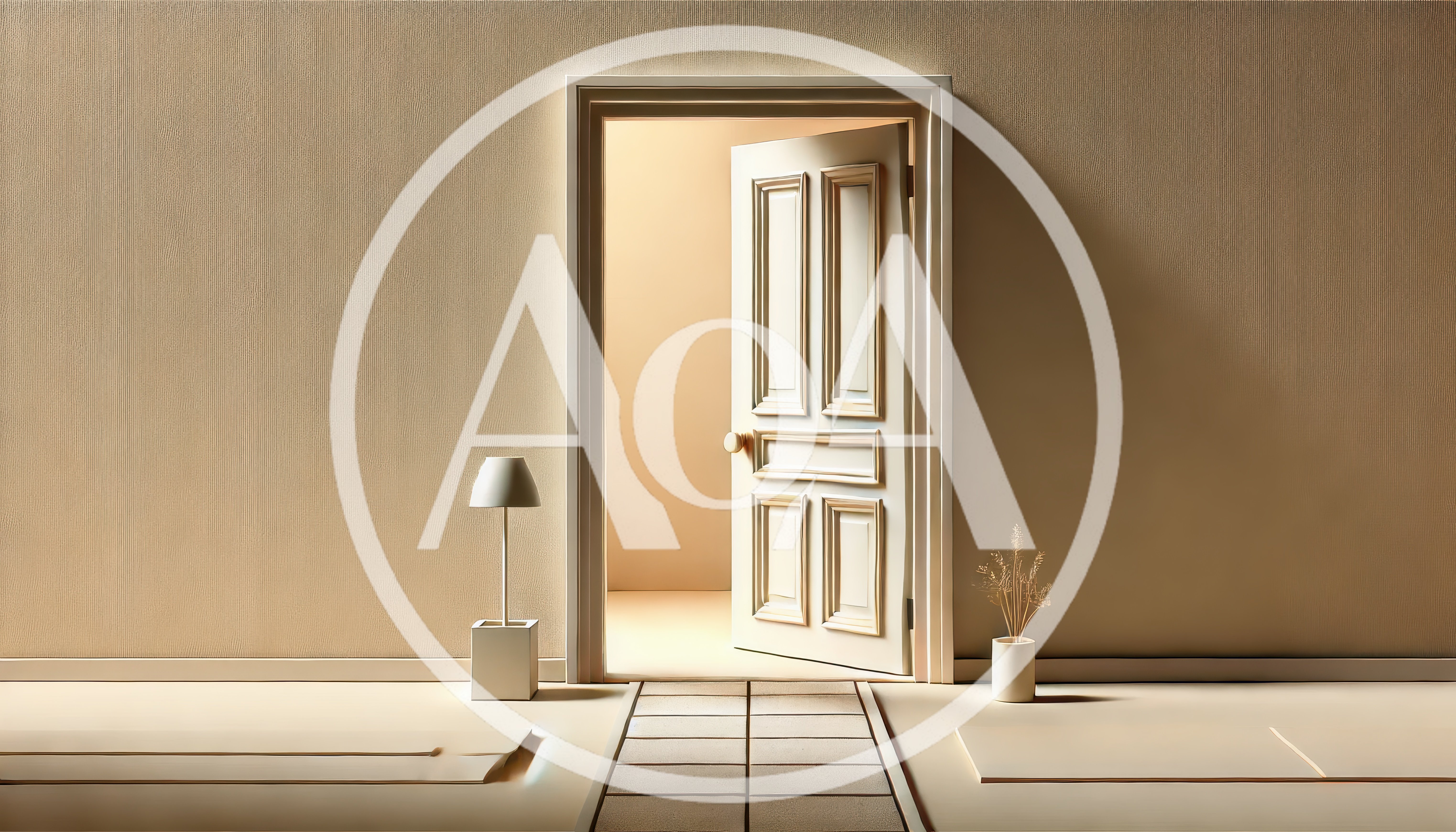 Minimalist Interior With Open Door And Decorative Elements