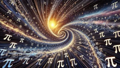 Abstract Spiral Galaxy With Floating Pi Symbols