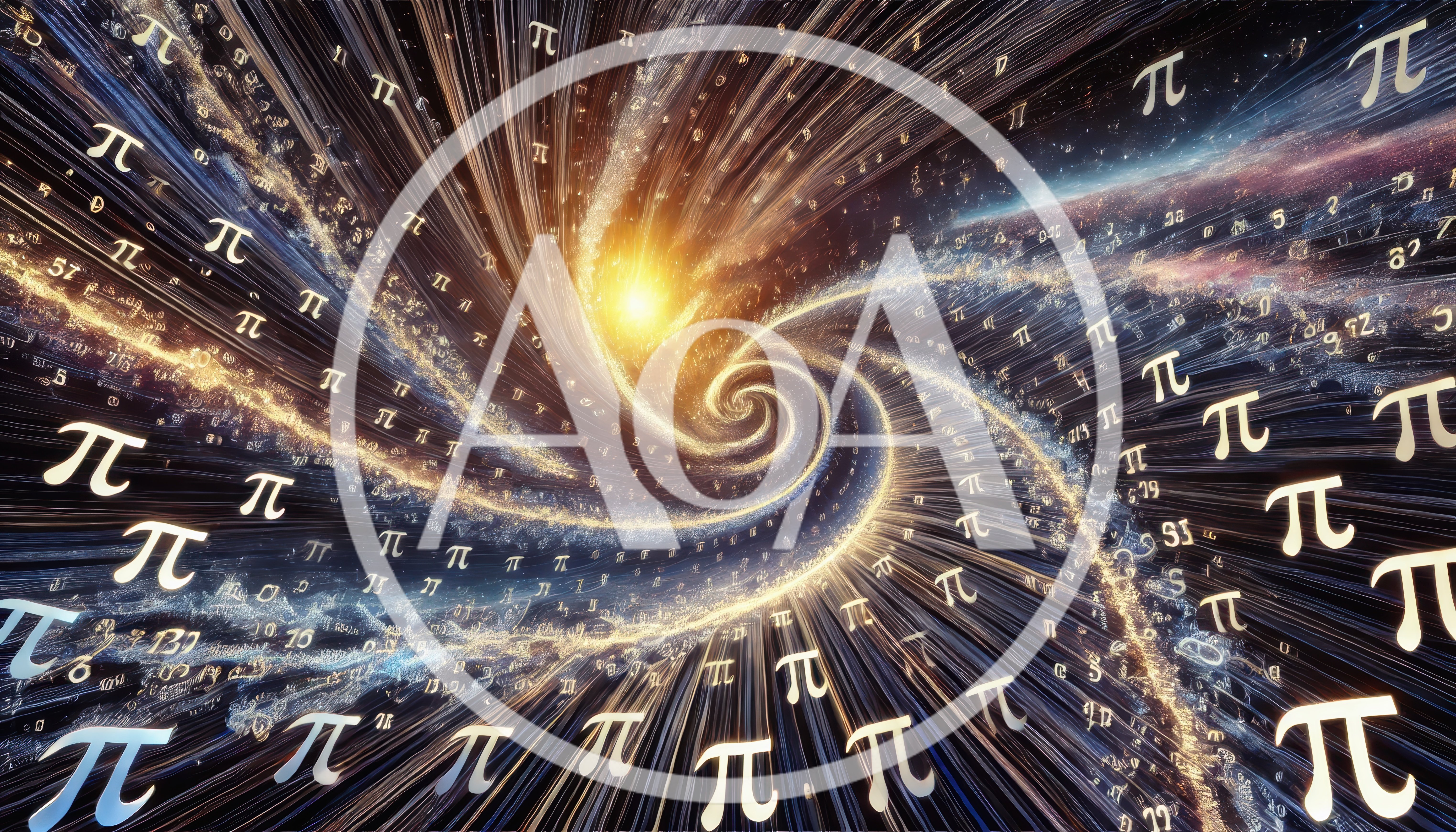 Abstract Spiral Galaxy With Floating Pi Symbols