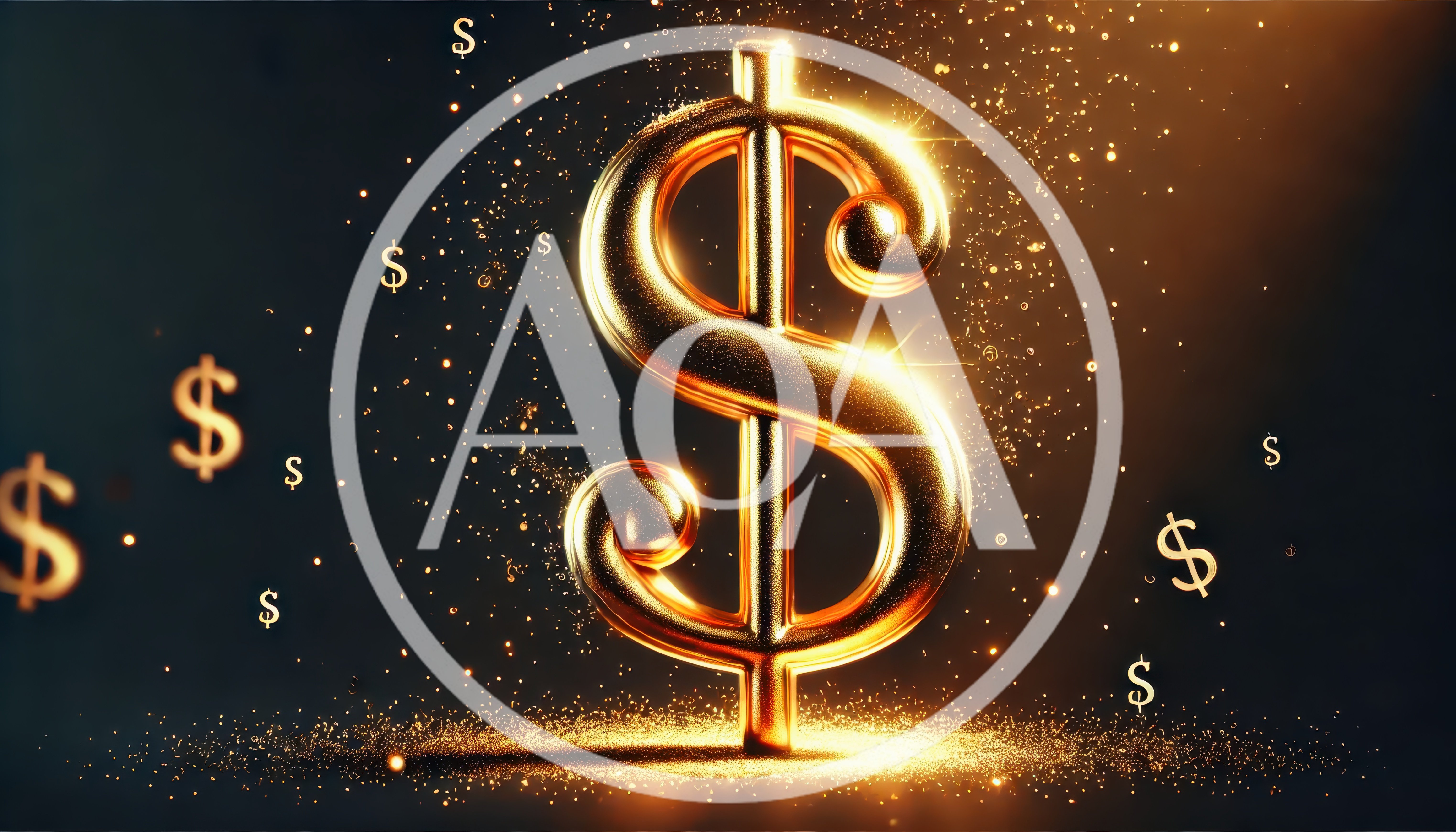 Golden Dollar Sign Symbol With Glowing Particles