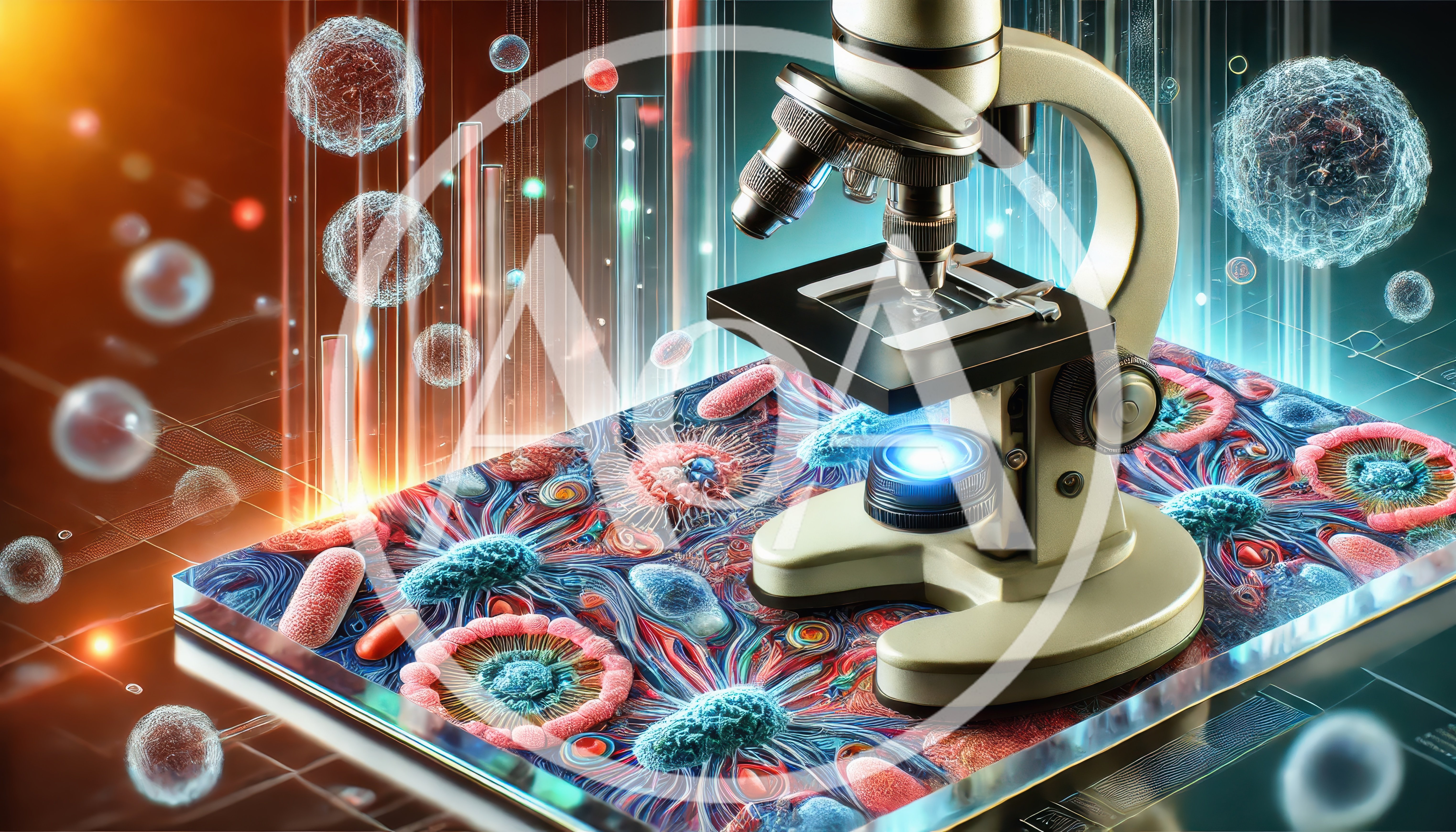 Microscope Analyzing Biological Samples On Digital Laboratory Surface