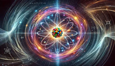 Abstract Atomic Structure With Glowing Energy Orbits